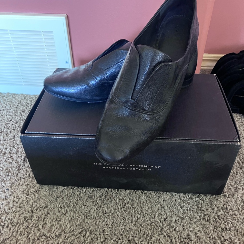 Lightly used Frye black leather Terri slip on loafers - size 8.5